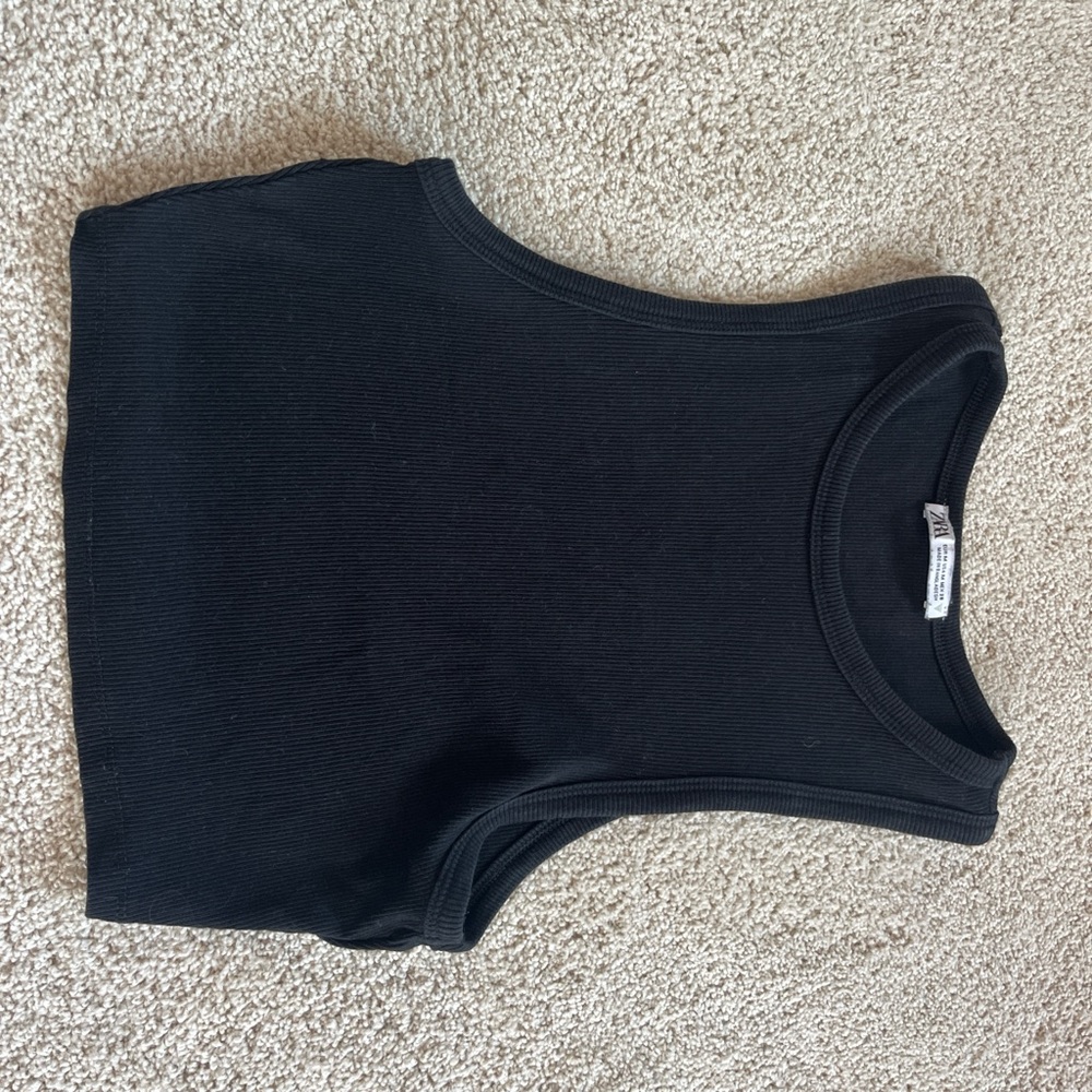Zara Black Ribbed Top